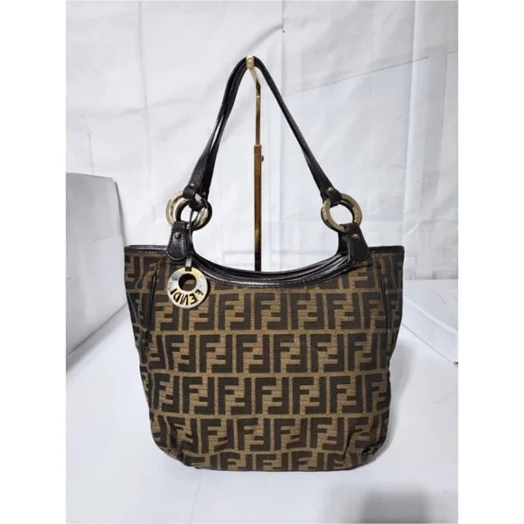 Authentic FENDI Zucca Small Chef Shopping Tote Bag Tobacco Moro Brown